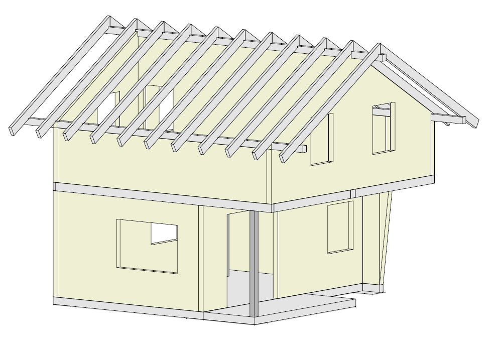 Genehmigungsstatik Holzkonstruktion - Bungalow mit auskragendem Obergeschoss Genehmigungsstatik Holzkonstruktion - Bungalow mit auskragendem Obergeschoss